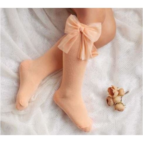 Meia Pata Kneesocks with Tulle Knot Bow Baby Pink