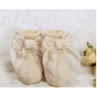 Meia Pata Kneesocks Baby Shoes with Velvet Bow  Pearl