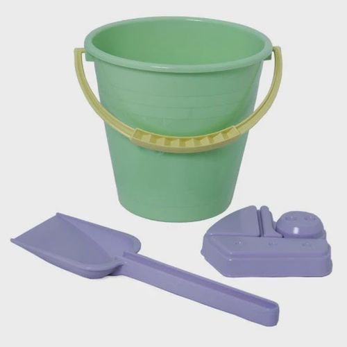 Plasto Bucket, rake and spade and Sand Mould Set