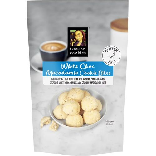 Byron Bay Cookies Gluten Free White Choc Macadamia Cookie Bites 100g
