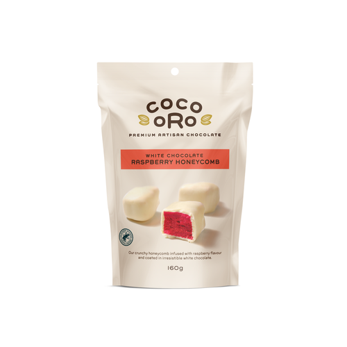 Coco Oro White Chocolate Raspberry Honeycomb 160g