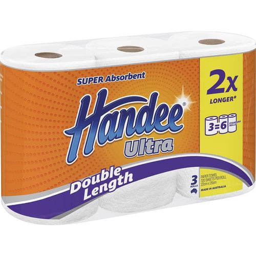 Handee Ultra Double Length Paper Towel White 360 Sheets 3 Pack