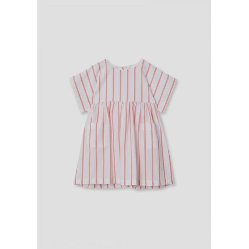 Miann & Co Short Sleeve Pocket Dress Tomato Stripe