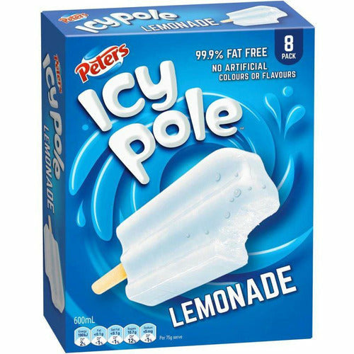 Peters Lemonade Icy Pole 8 Pack
