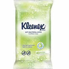Kleenex Facial Tissue Wet Wipes Anti-Bacterial 40s