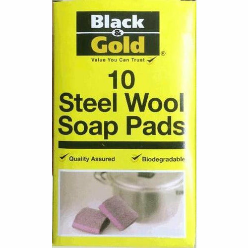 Black & Gold Steel Wool Soap Pads 10pk