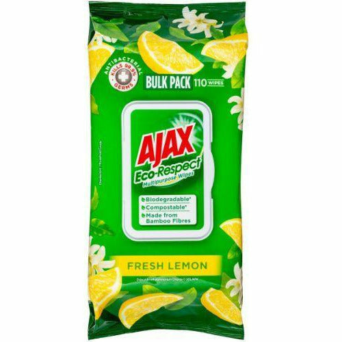 Ajax Wipes Antibacterial Lemon 110 Pack