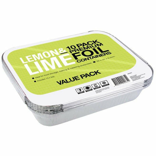 Lemon&Lime Foil Containers w lid 32x26.5x5cm - 10pk