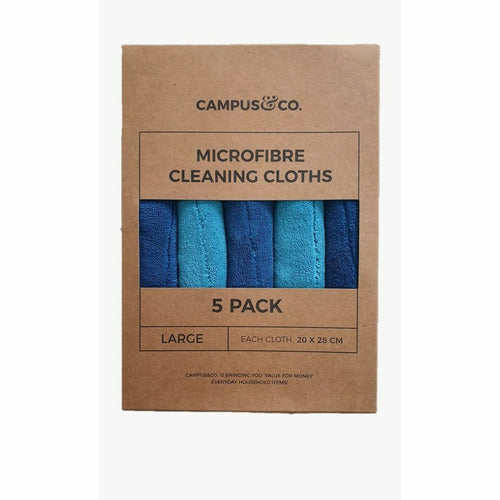Campus & Co Microfibre Cleaning Cloth - 5 Pk Aqua