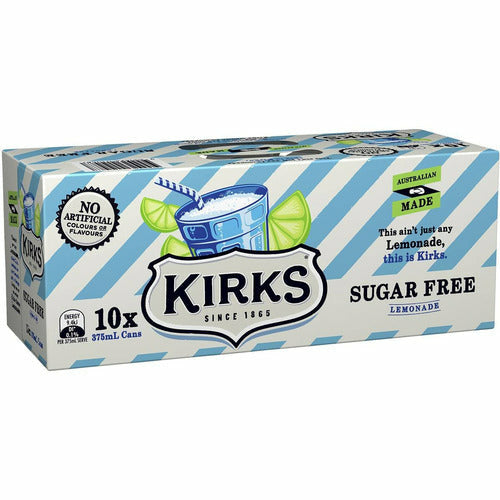 Kirks Lemonade Sugar Free Cans 375ml - 10 pack