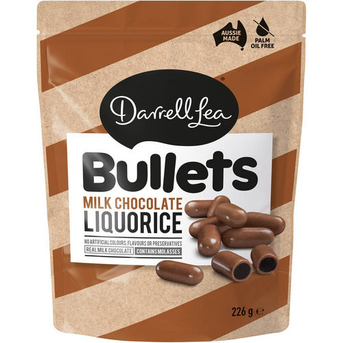 Darrell Lea Milk Chocolate Liquorice Bullets 226g