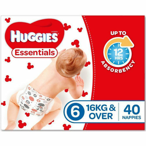 Huggies Essential Nappy Size 6 Junior 16Kg+ 40/pack