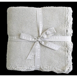 Knit Mini Moss Stitch Blanket 100% Cotton Grey