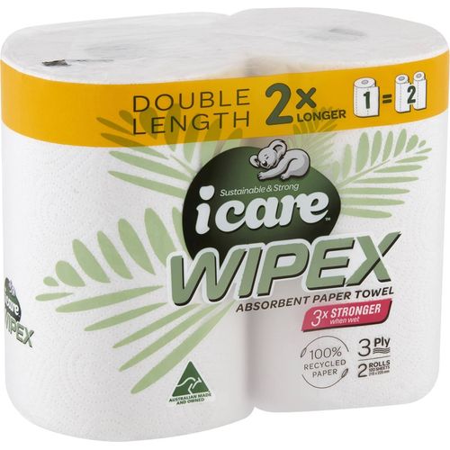 Icare Paper Towel Double Length 3 Ply 2 Pack