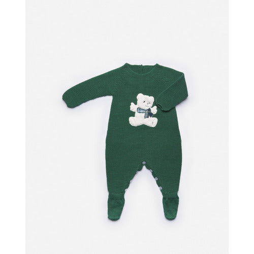 Juliana Knit Baby Romper wFoote Bear 6M