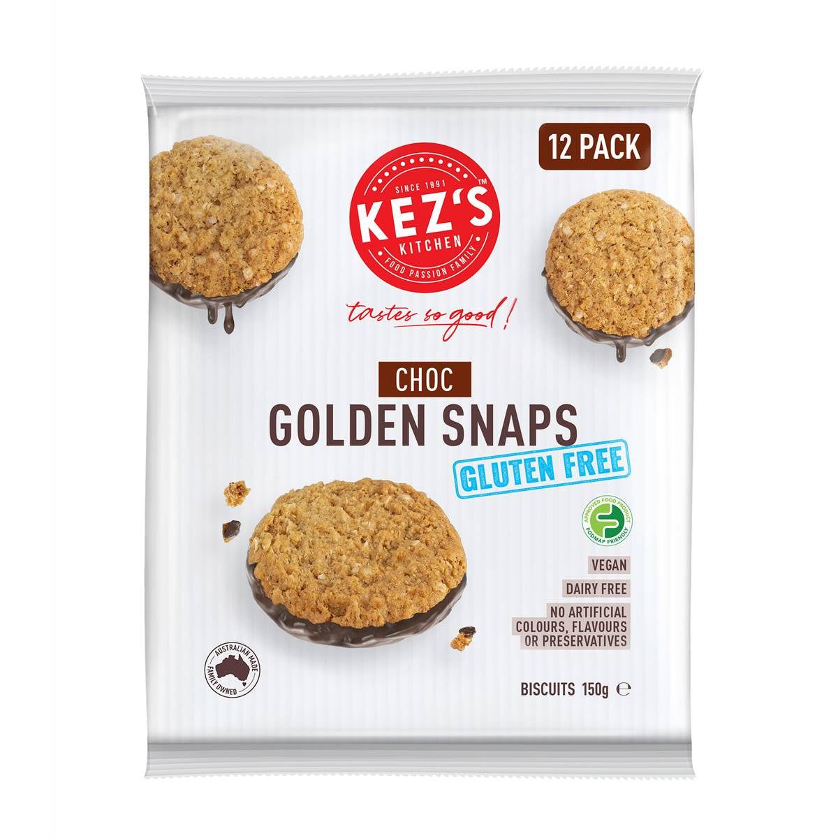 Kez's Kitchen Gluten Free Choc Golden Snaps 150g
