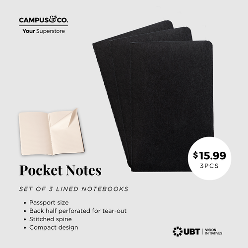 UBT Pocket Notes 3 Pack 140mmx90mmx4mm 72 Lined Page