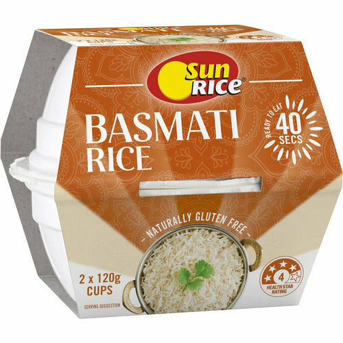 Sunrice Steamed Rice Basmati 2 Quick Cups 240g