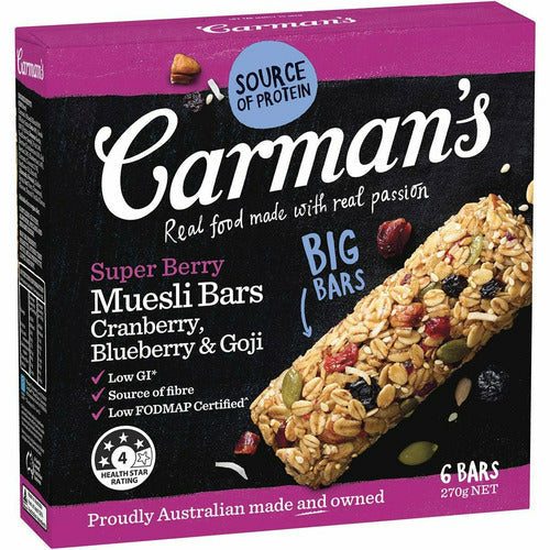 Carmans Super Berry Muesli Bars 6 Pack