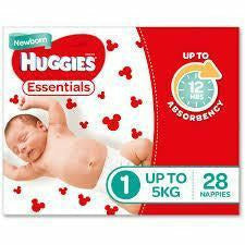 Huggies Essential Nappy Size 1 Newborn Up To 5Kg 28/pack
