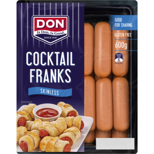 Don Skinless Cocktail Franks 600g