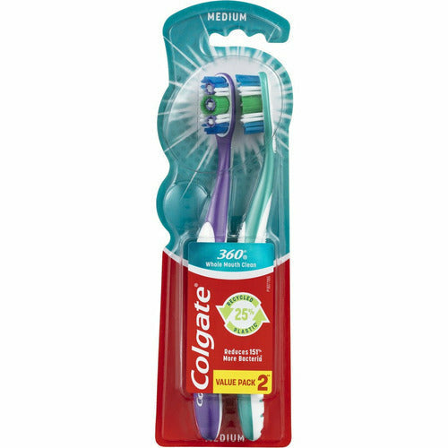 Colgate 360 Whole Mouth Clean Medium Toothbrush Value Pack 2 Pack