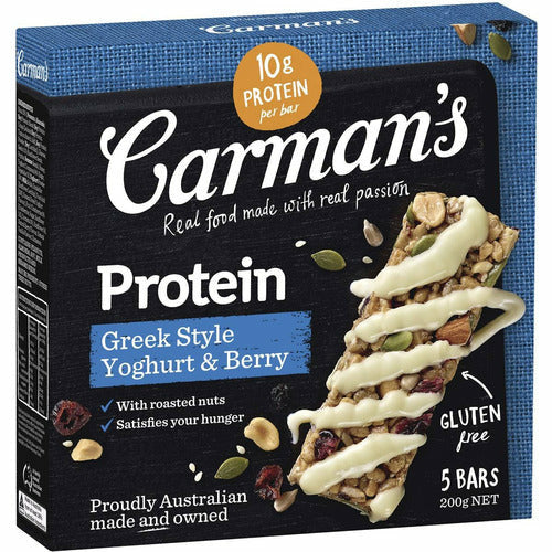 Carmans GF Protein Bars 5pk - Greek Yoghurt & Berry