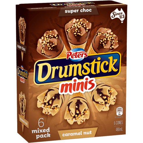 Peters Mini Chocolate Caramel Drumsticks 6 pack