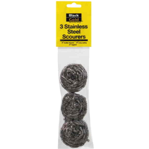 Black & Gold Scourers Stainless Steel 3 pk