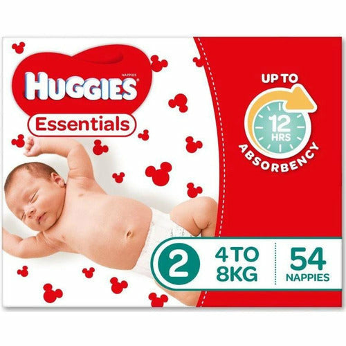 Huggies Essential Nappy Size 2 Infant 4-8kg 54pk
