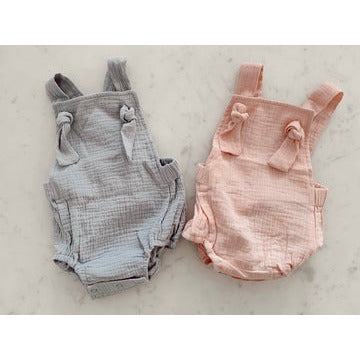 Romper&Co pink muslin overall romper 3-6months