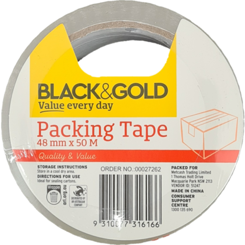 Black & Gold Packing Tape 48 x 50m 1 pk