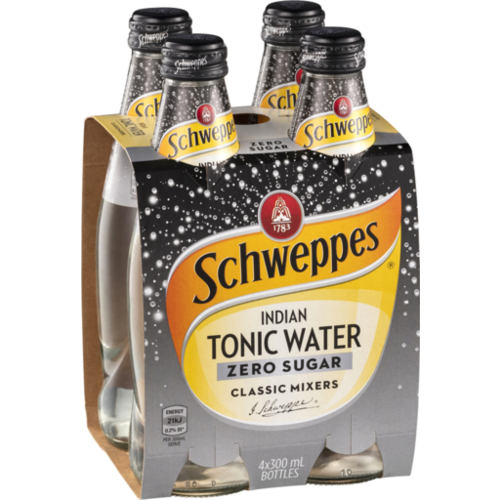 Schweppes 300ml 4pk - Indian Tonic Water Zero Sugar