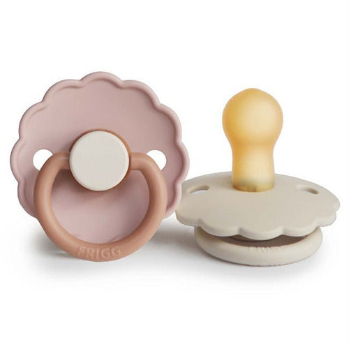 FRIGG Daisy Round Latex 2Pk Pacifiers Biscuit/Cream Size 2