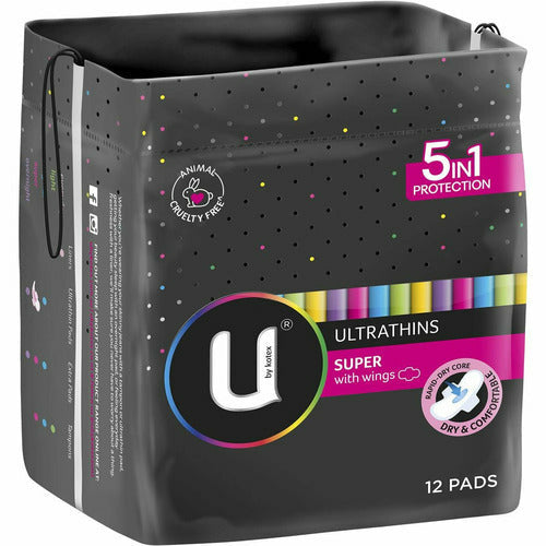 U By Kotex Ultrathin Pads Super With Wings 12 Pack